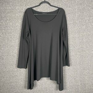 Bryn Walker Women’s Black Jersey Knit Asymmetrical Lagenlook Minimalist Tunic S